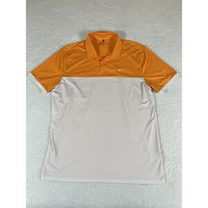 Nike Golf Dri Fit Standard Fit Icon Orange White Color Block Polo Shirt Men's Lg